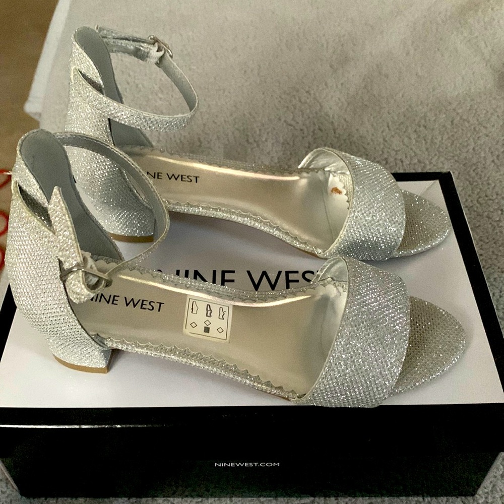 Nine West silver sparkle heels